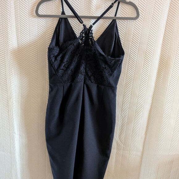 Lock & Key Navy Blue Sleeveless Dress Size M (NWOT) Lace Bodycon Wedding Guest - Picture 5 of 9